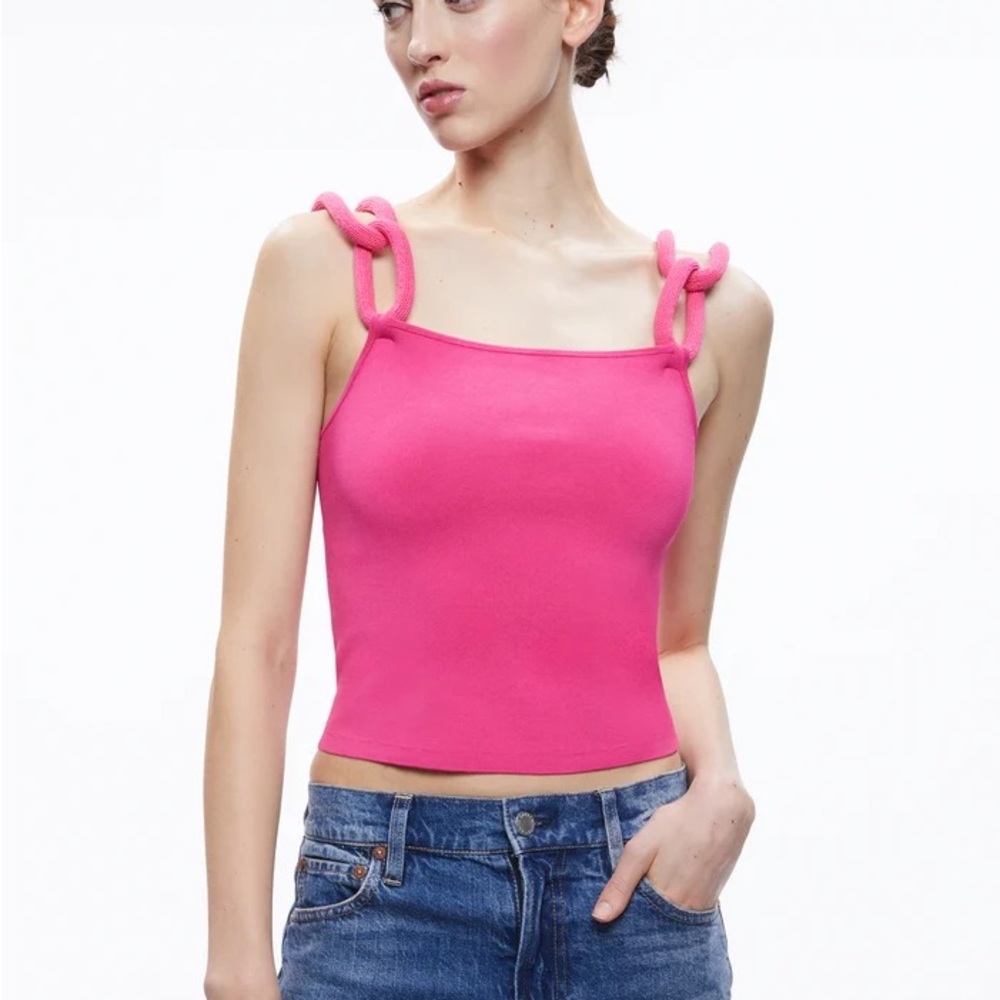 Alice + Olivia Pink Fitted Crop Tank Top